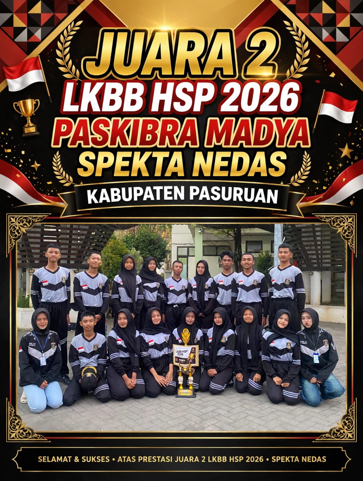 Membanggakan! Paskibra Madya SMKN 2 Sukorejo Raih Juara 2 LKBB HSP 2026 Spekta Nedas Kabupaten Pasuruan